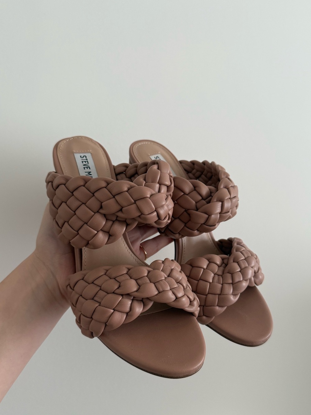 Steve Madden Mauve-Tan Braided Slide Heels